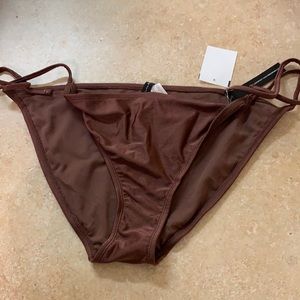 NEW Brown Shiney Bikini Bottoms Tie Sides.